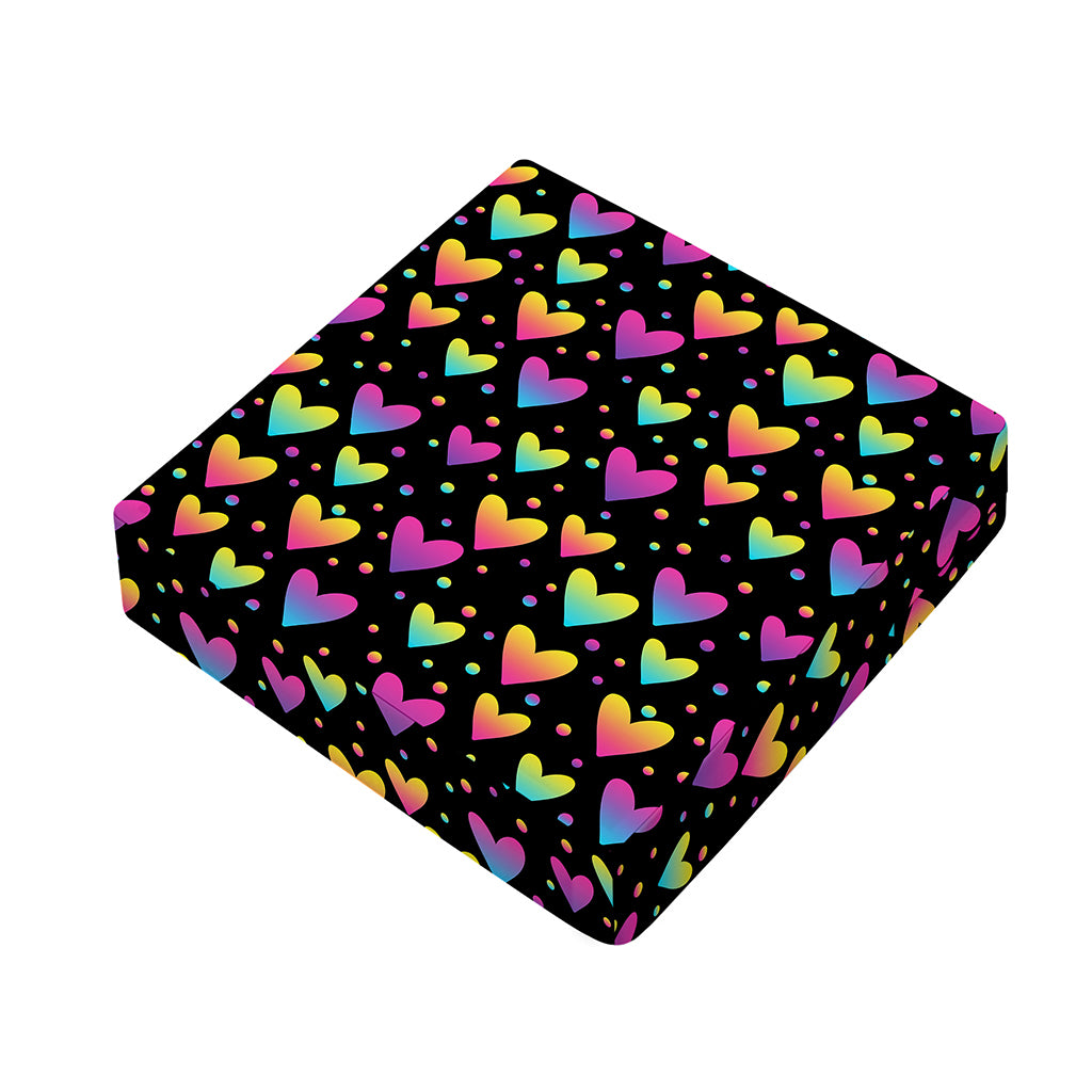 Colorful Heart Pattern Print Outdoor Seat Cushion Cover