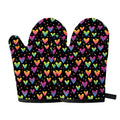 Colorful Heart Pattern Print Oven Mitts