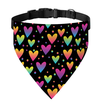 Colorful Heart Pattern Print Over The Collar Dog Bandana