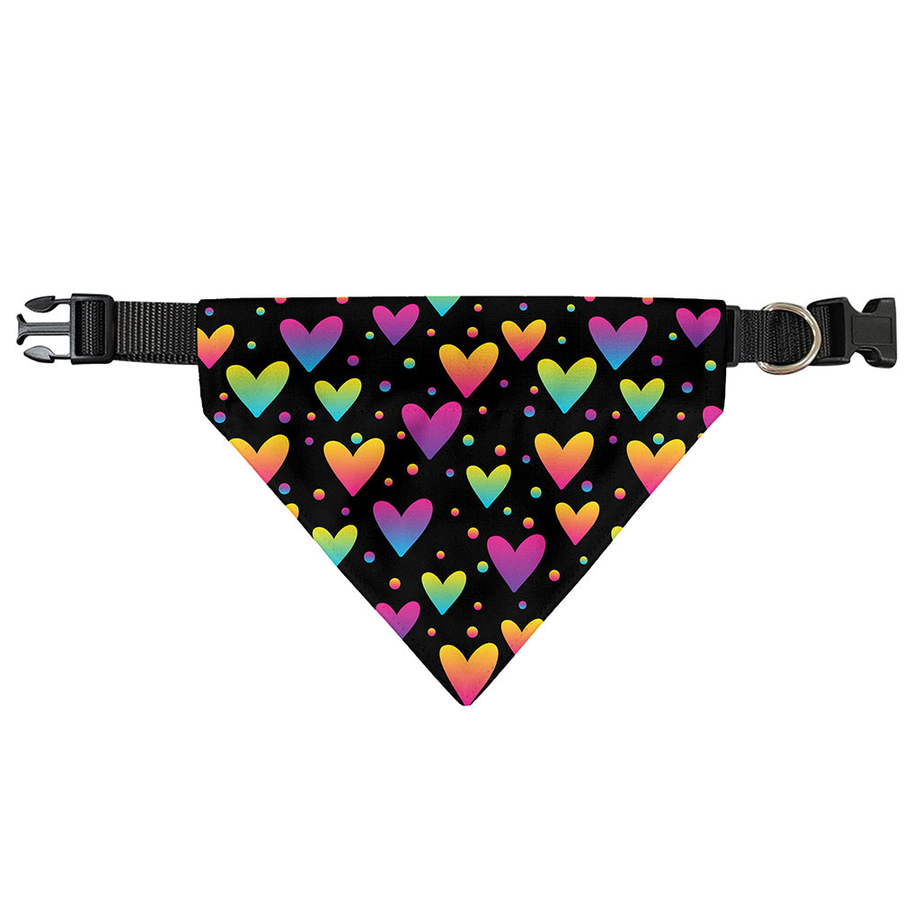 Colorful Heart Pattern Print Over The Collar Dog Bandana