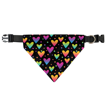 Colorful Heart Pattern Print Over The Collar Dog Bandana