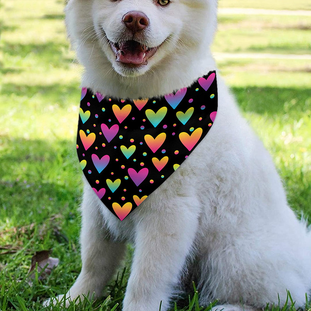 Colorful Heart Pattern Print Over The Collar Dog Bandana