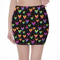 Colorful Heart Pattern Print Pencil Mini Skirt