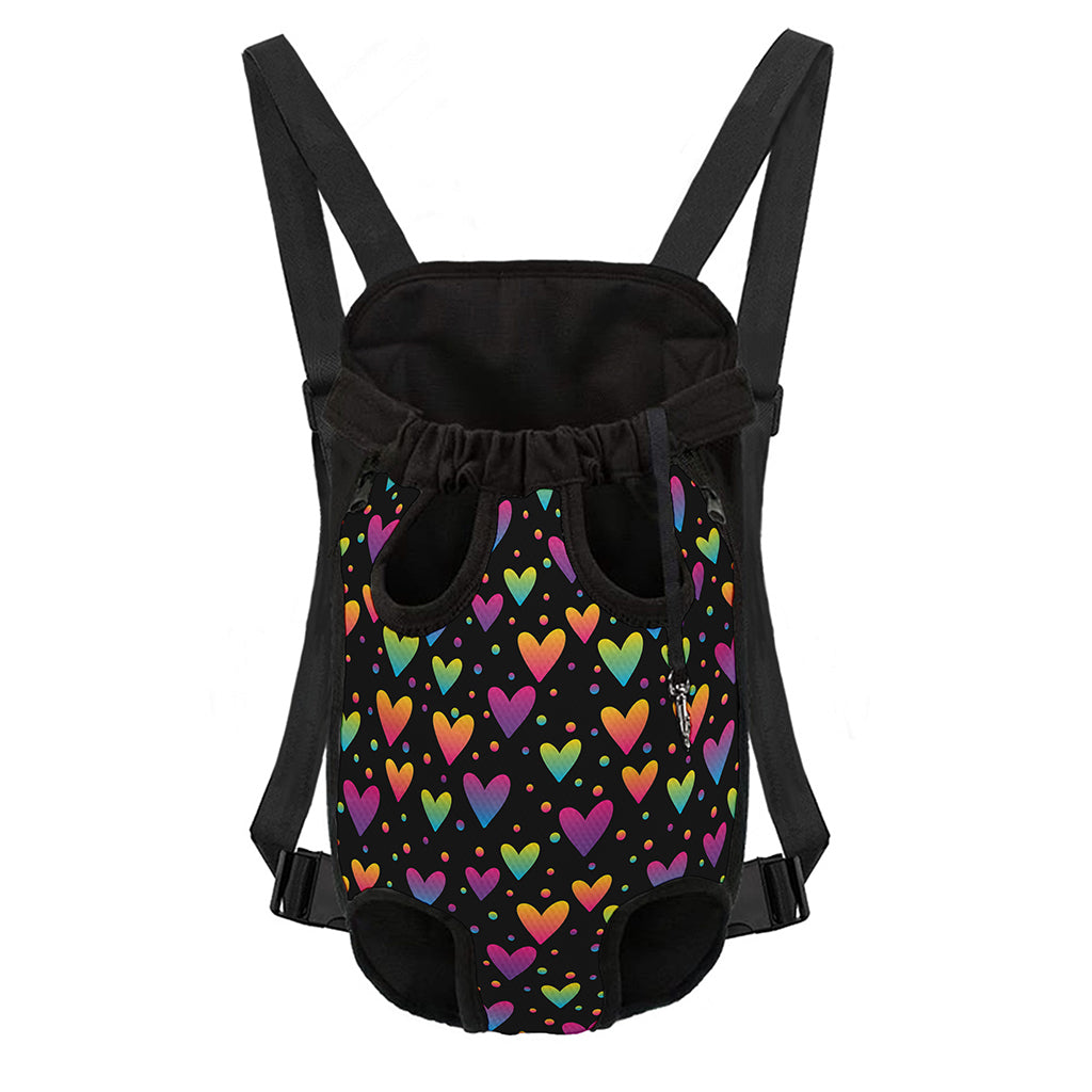Colorful Heart Pattern Print Pet Carrier Backpack