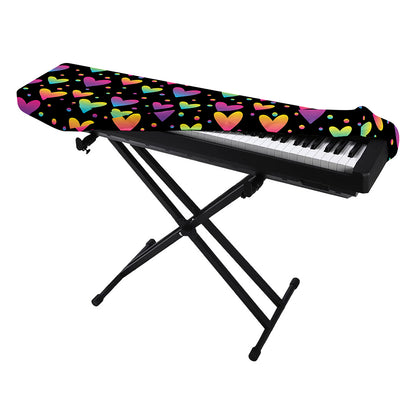 Colorful Heart Pattern Print Piano Keyboard Cover