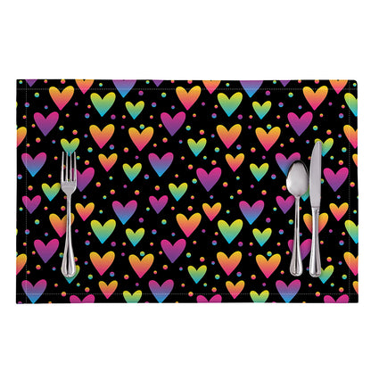 Colorful Heart Pattern Print Placemat