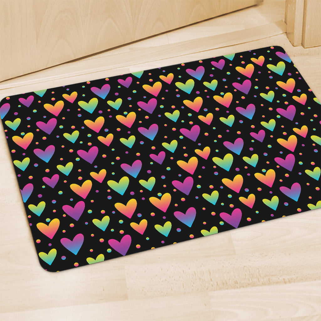 Colorful Heart Pattern Print Polyester Doormat