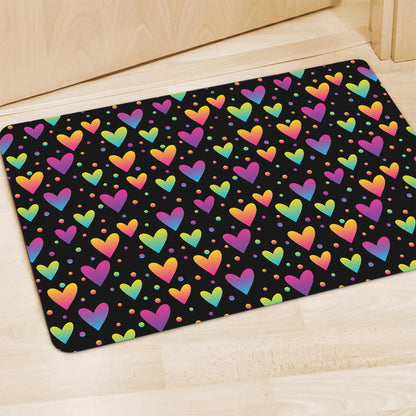 Colorful Heart Pattern Print Polyester Doormat