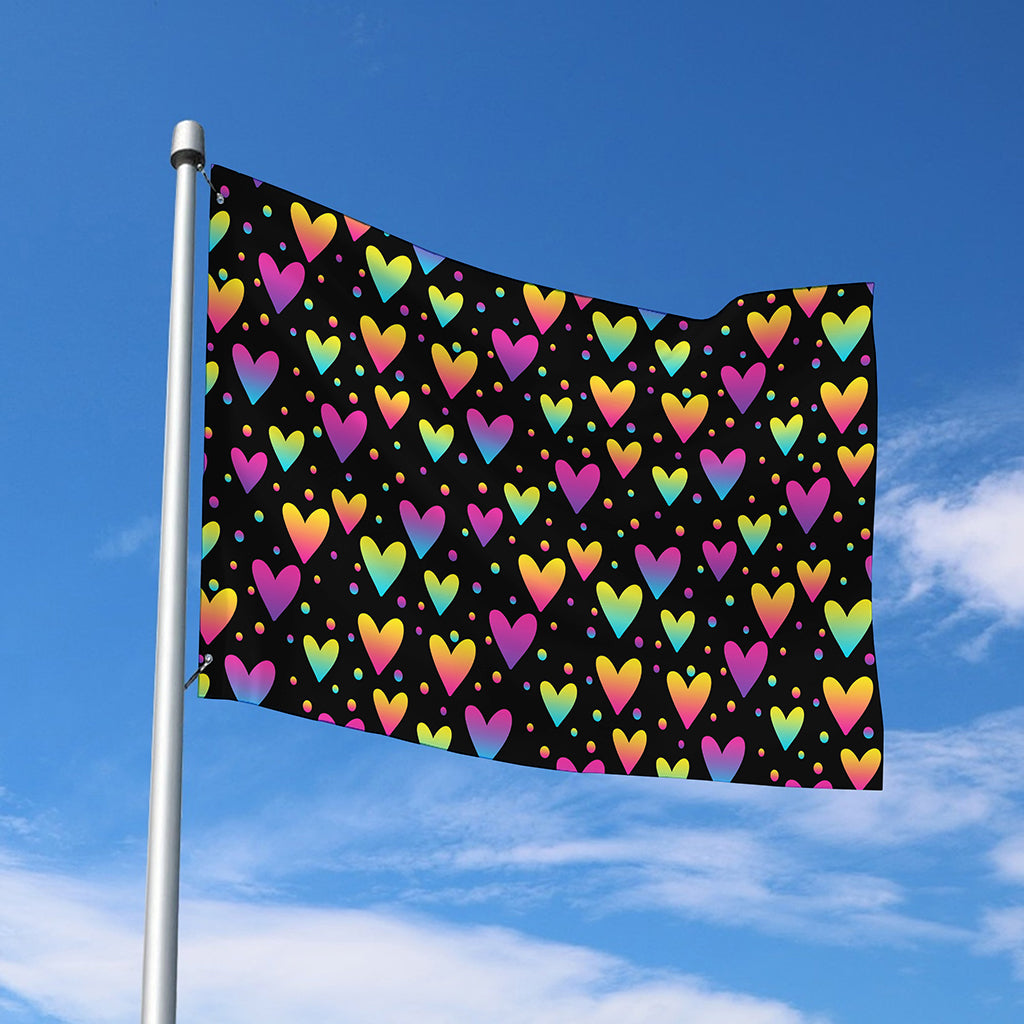 Colorful Heart Pattern Print Polyester Flag