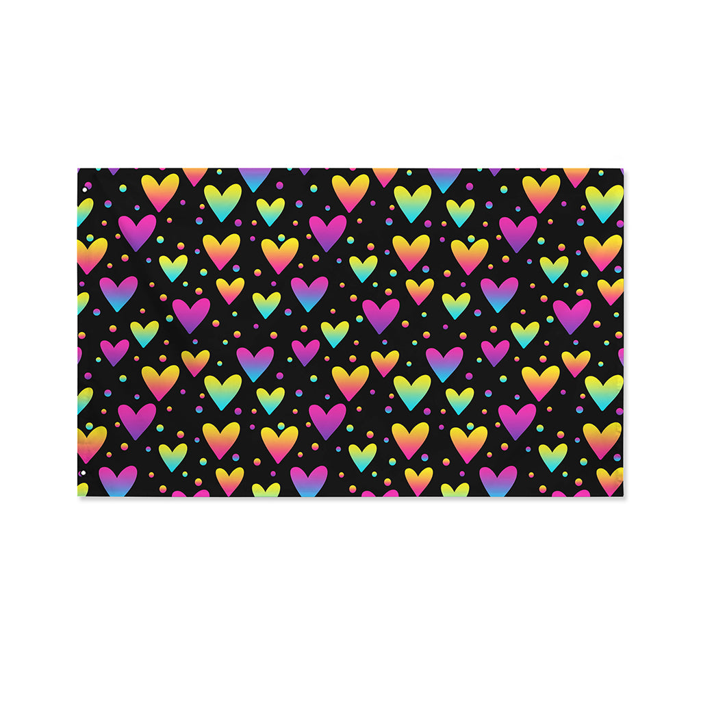 Colorful Heart Pattern Print Polyester Flag
