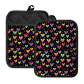 Colorful Heart Pattern Print Pot Holders With Pocket