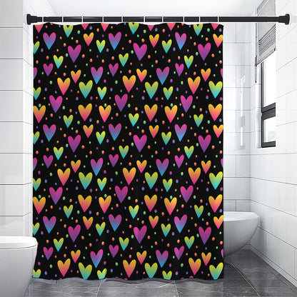 Colorful Heart Pattern Print Premium Shower Curtain