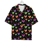 Colorful Heart Pattern Print Rayon Hawaiian Shirt