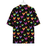 Colorful Heart Pattern Print Rayon Hawaiian Shirt