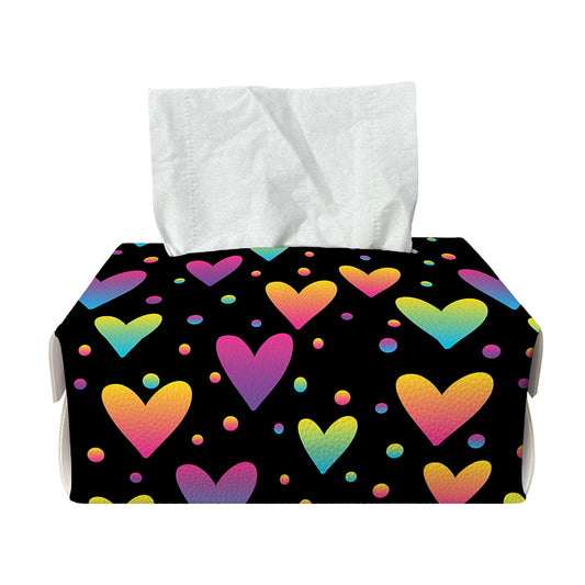 Colorful Heart Pattern Print Rectangle Tissue Box Cover