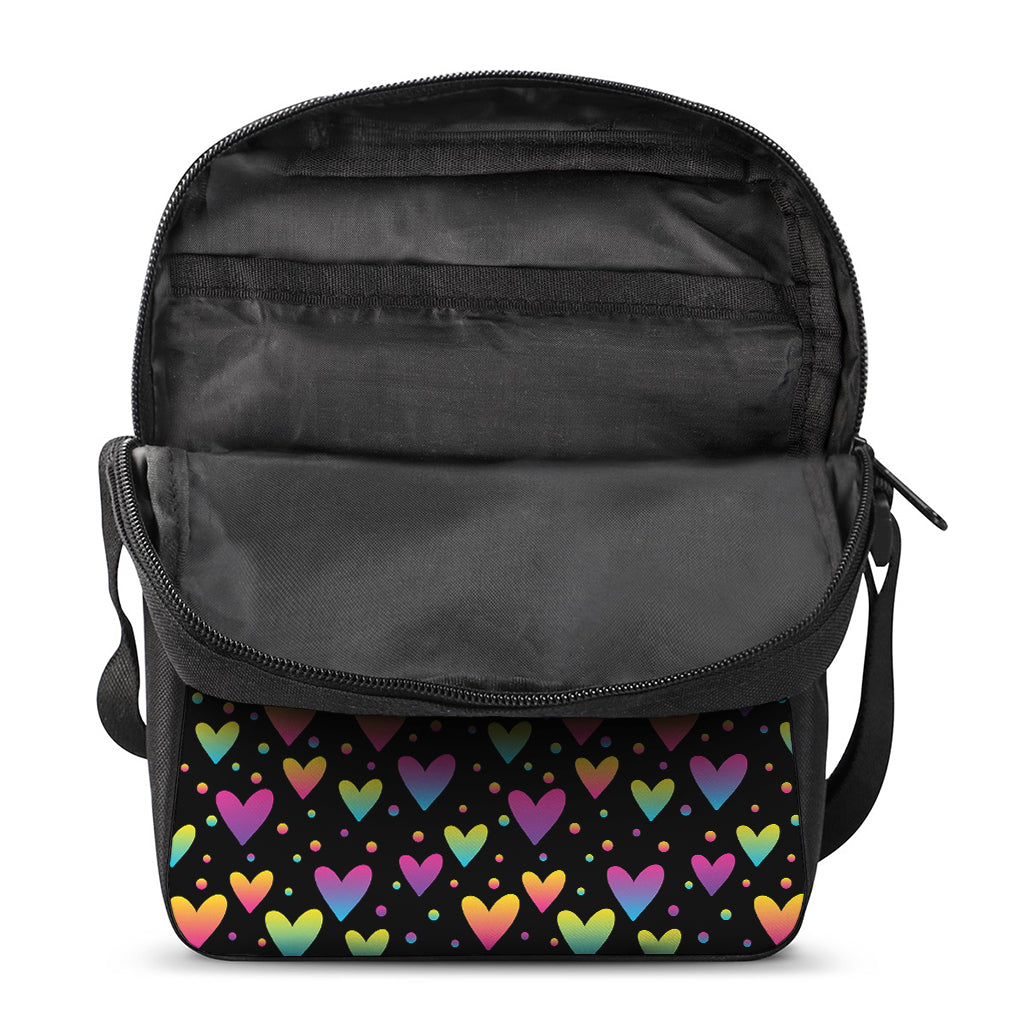 Colorful Heart Pattern Print Rectangular Crossbody Bag