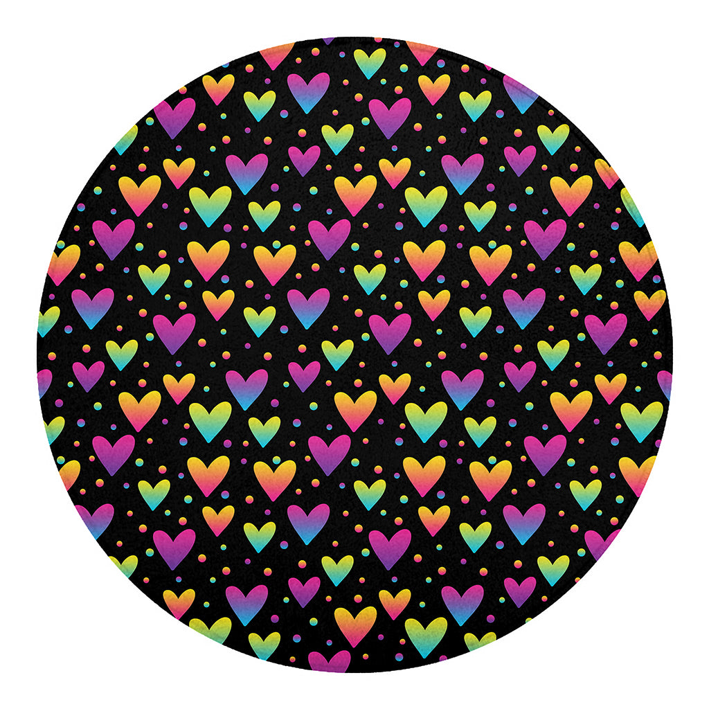 Colorful Heart Pattern Print Round Blanket