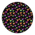 Colorful Heart Pattern Print Round Floor Mat