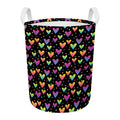 Colorful Heart Pattern Print Round Laundry Basket