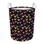 Colorful Heart Pattern Print Round Laundry Basket