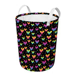 Colorful Heart Pattern Print Round Laundry Basket