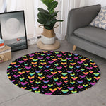 Colorful Heart Pattern Print Round Rug