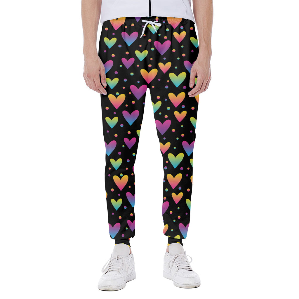 Colorful Heart Pattern Print Scuba Joggers