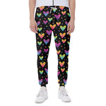 Colorful Heart Pattern Print Scuba Joggers