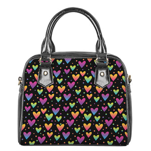 Colorful Heart Pattern Print Shoulder Handbag