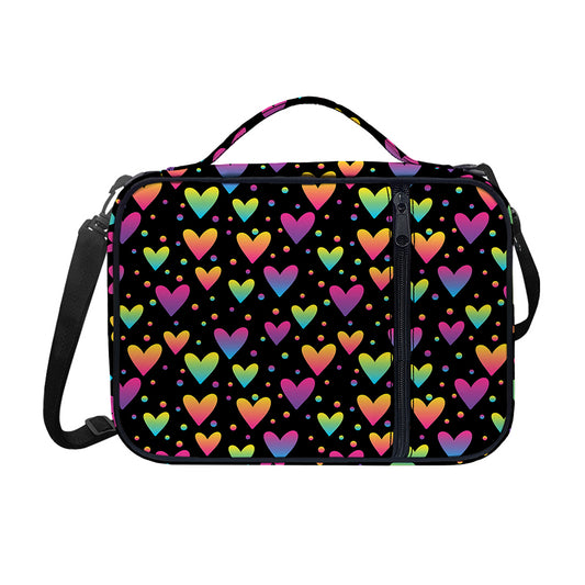 Colorful Heart Pattern Print Shoulder Strap Bible Bag