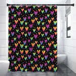 Colorful Heart Pattern Print Shower Curtain