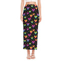 Colorful Heart Pattern Print Side Slit Maxi Skirt