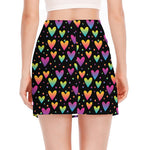 Colorful Heart Pattern Print Side Slit Mini Skirt