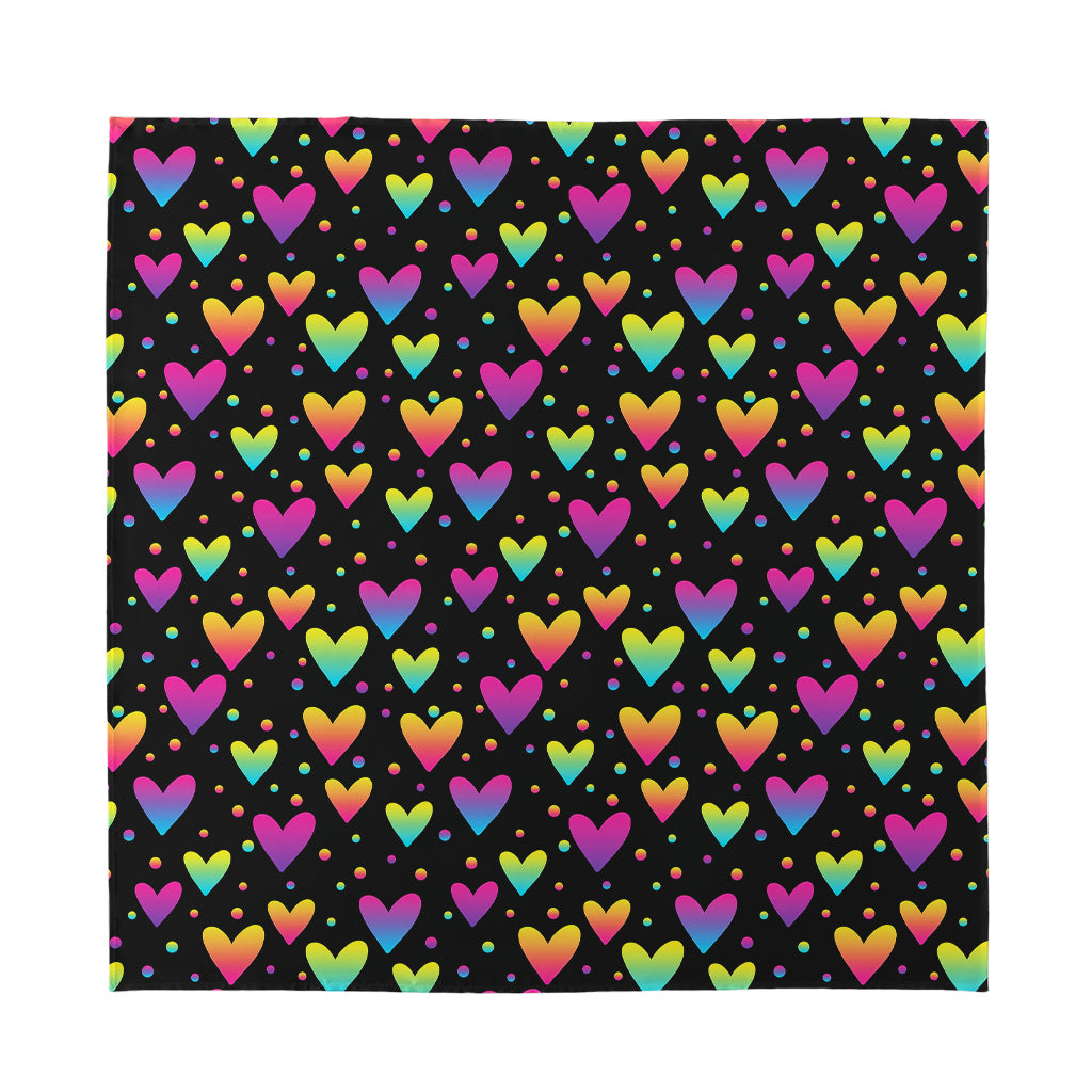 Colorful Heart Pattern Print Silk Bandana