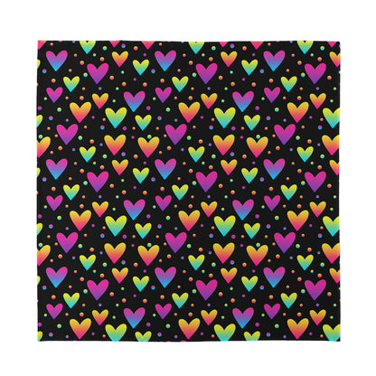 Colorful Heart Pattern Print Silk Bandana