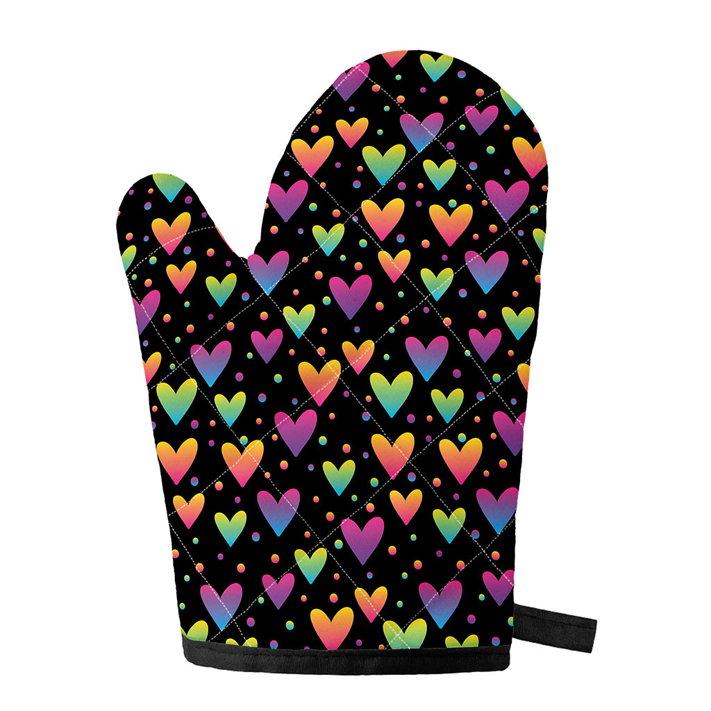 Colorful Heart Pattern Print Single Oven Mitt