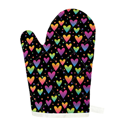 Colorful Heart Pattern Print Single Oven Mitt