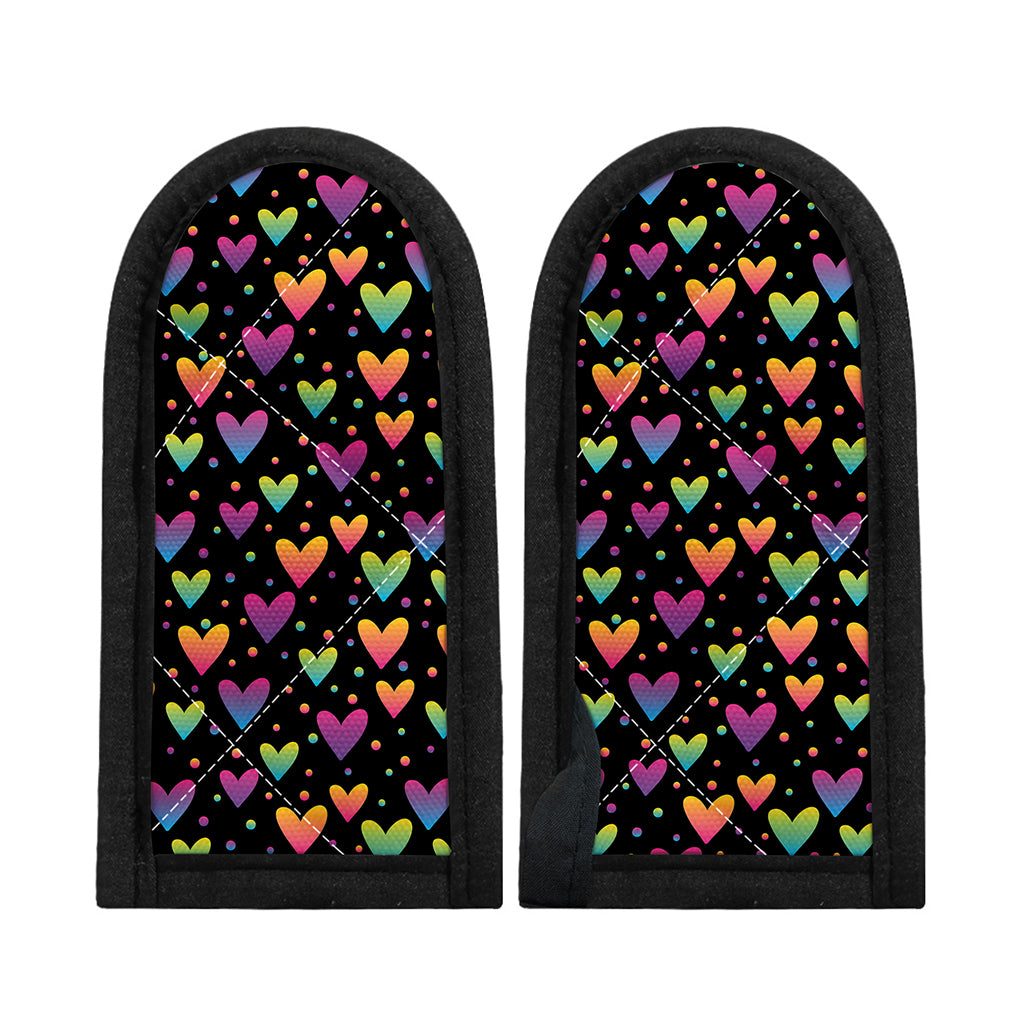 Colorful Heart Pattern Print Skillet Handle Cover