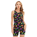 Colorful Heart Pattern Print Sleeveless One Piece Swimsuit