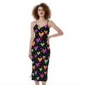 Colorful Heart Pattern Print Slim Fit Midi Cami Dress