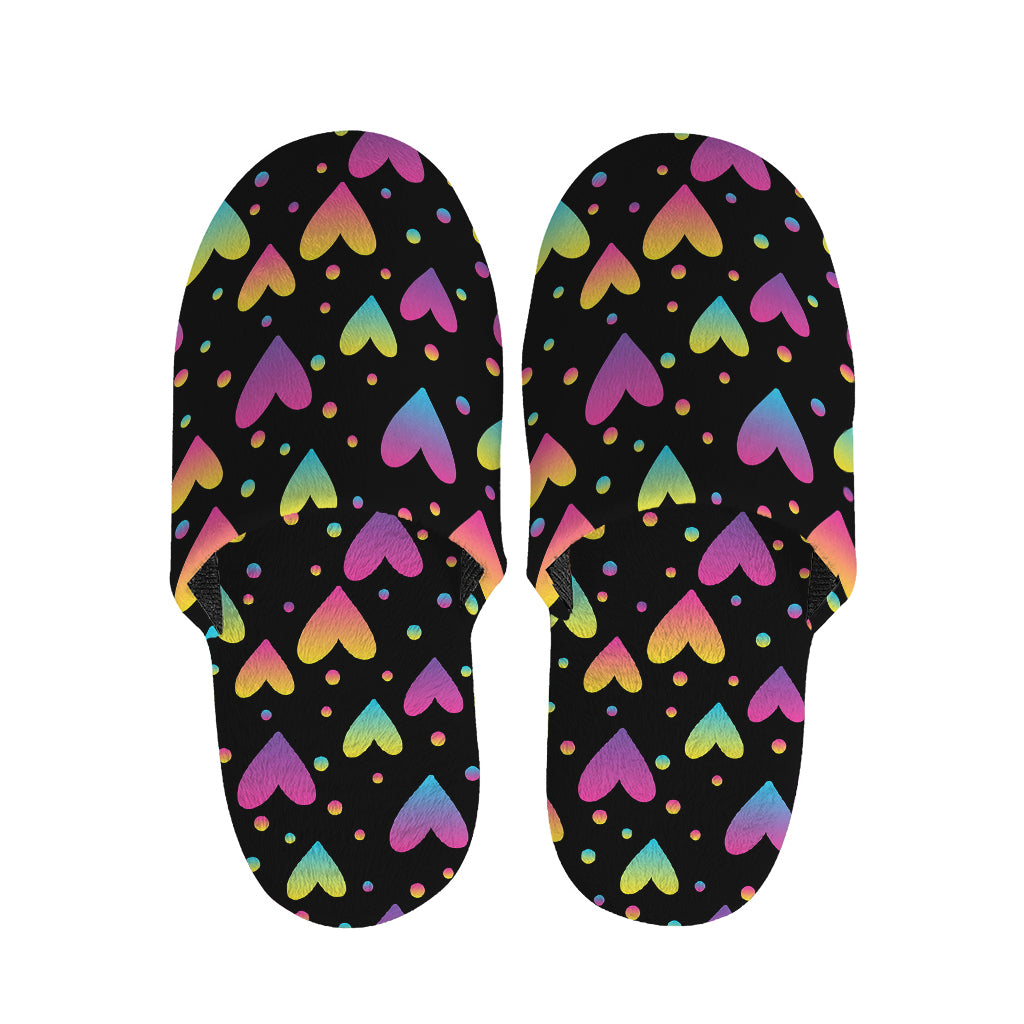 Colorful Heart Pattern Print Slippers