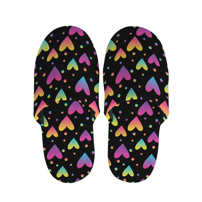 Colorful Heart Pattern Print Slippers