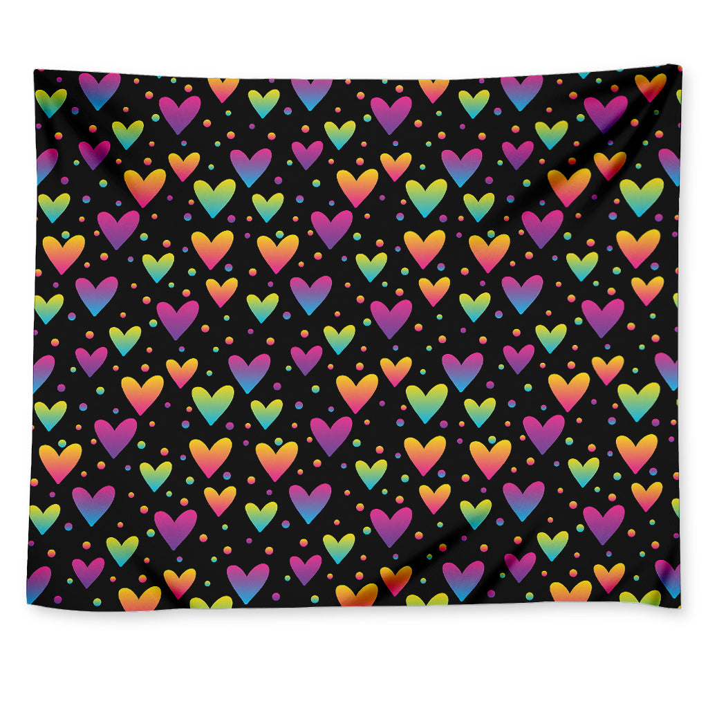 Colorful Heart Pattern Print Tapestry