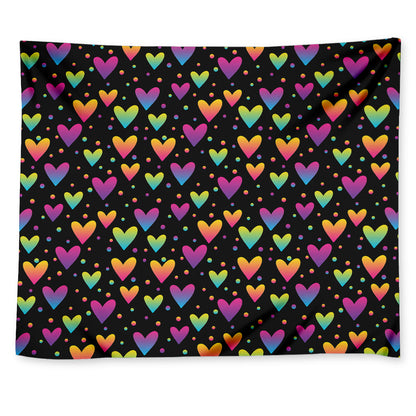 Colorful Heart Pattern Print Tapestry