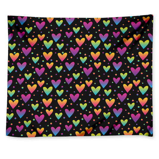 Colorful Heart Pattern Print Tapestry