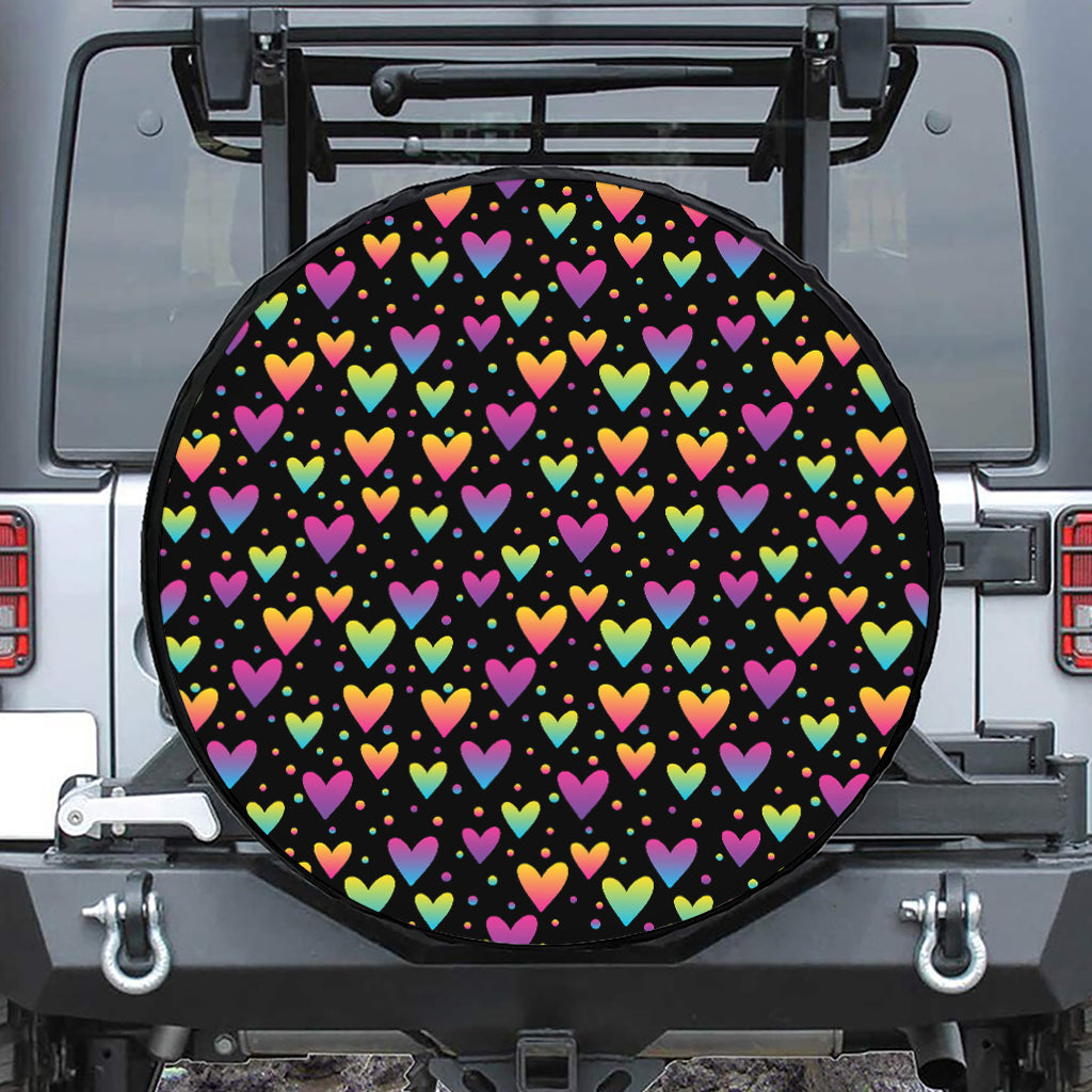 Colorful Heart Pattern Print Tire Cover