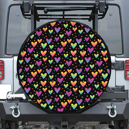 Colorful Heart Pattern Print Tire Cover