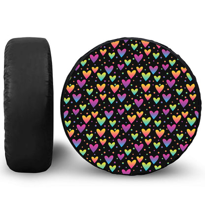 Colorful Heart Pattern Print Tire Cover
