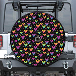 Colorful Heart Pattern Print Tire Cover With Camera Hole