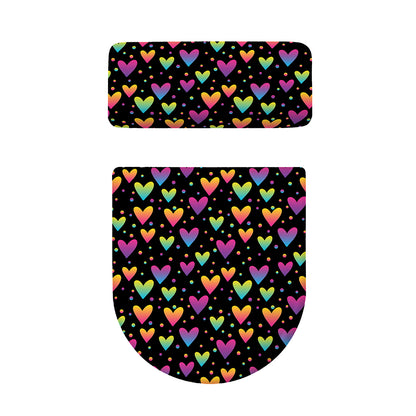 Colorful Heart Pattern Print Toilet Lid And Tank Cover Set